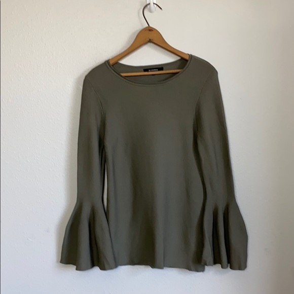 Olivaceous Sweaters - Olive green bell sleeve sweater top